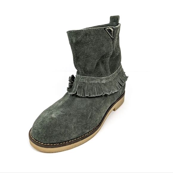 Coolway Grey Afra Fringe Suede Leather Bohemian Boots Size 8 - Picture 1 of 9